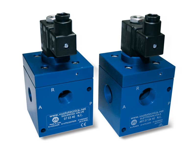 Elettrovalvole per vuoto a 3 vie, a comando diretto