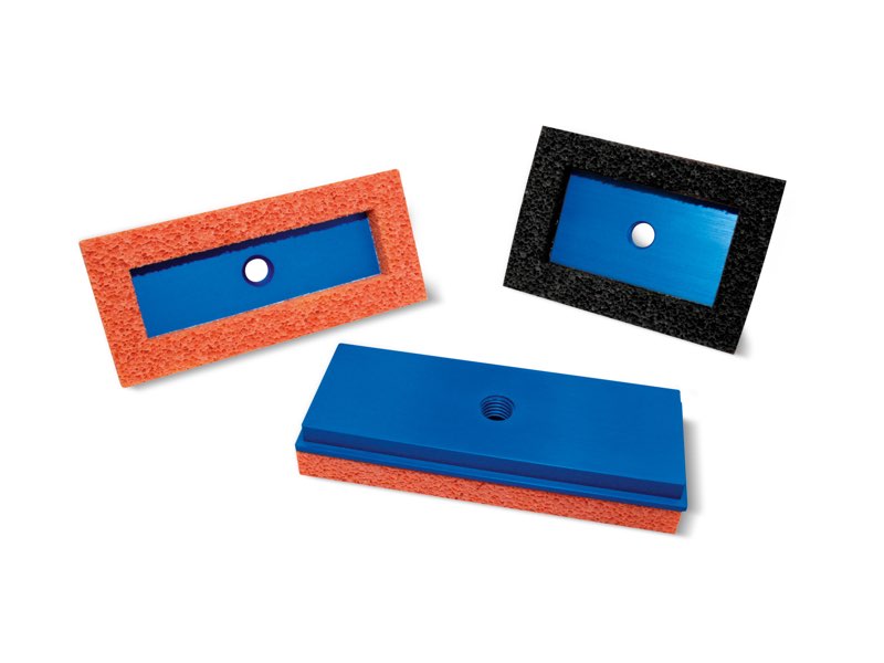 Ventose rettangolari piane in gomma spugna con relativi supporti